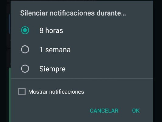 WhatsApp activa la opción de silenciar para siempre ¿cómo lo hago?&nbsp;&nbsp;