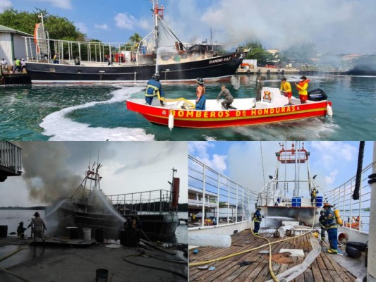 Imágenes del incendio de embarcación en Roatán que dejó dos muertos