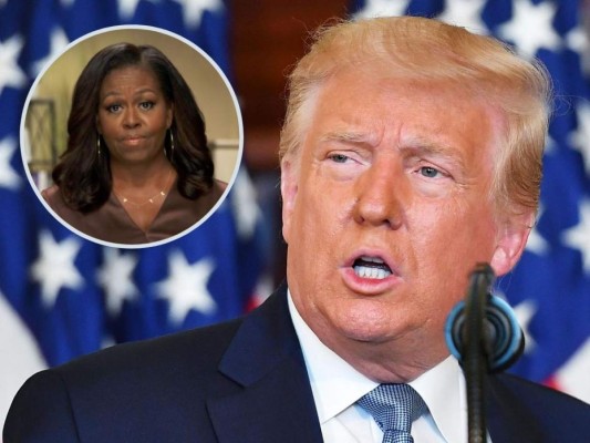 'No estaría aquí si no fuera por el trabajo de su esposo': Trump arremete contra Michelle Obama