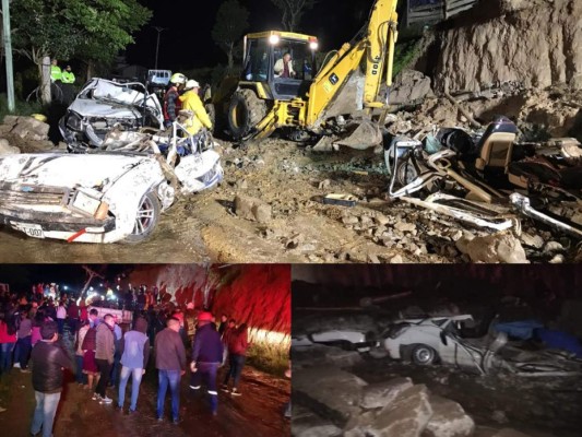 Las imágenes que dejó la caída de un muro sobre vehículos en Ecuador