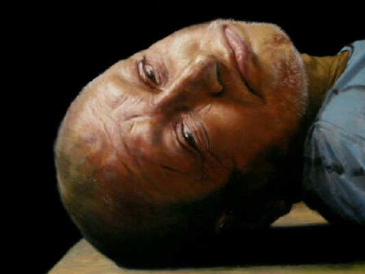 “Retrato de don Roberto”, 2013. Todo su rostro es la expresión psíquica de un ser que vive entre la derrota y la esperanza.