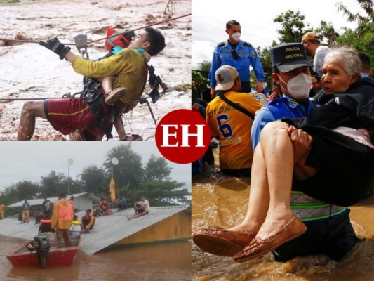 Imágenes de rescates: Hondureños lloran y sufren la tragedia causada por Eta