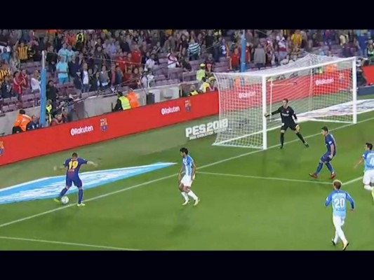 Balón salió del campo en el primer gol del Barcelona ante Málaga