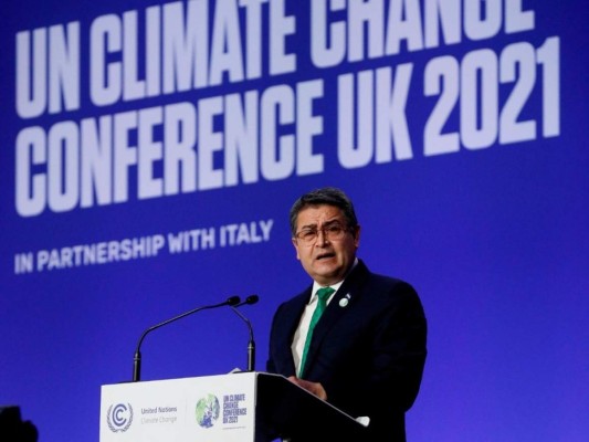Presidente Hernández plantea importancia del Plan de Reconstrucción tras efectos climáticos en COP26&nbsp;&nbsp;
