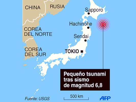 Sismo de magnitud 6.1 sacude este de Japón