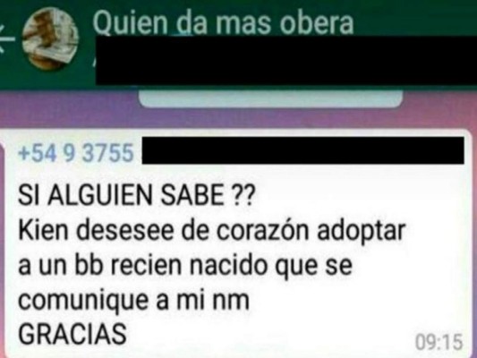 Embarazada ofreció su bebé por WhatsApp en Argentina