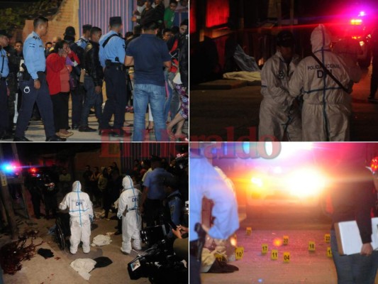 Las tristes imágenes que dejó la masacre en la Villa Nueva; cinco personas fueron acribilladas en la capital de Honduras