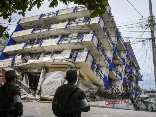 Este hotel en Oaxaca, México, cedió casi por completo durante el terremoto de 8,2 que azotó México la noche del jueves 7 de septiembre. Foto: AFP