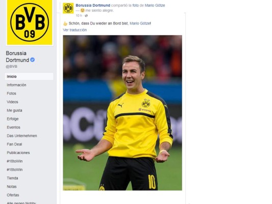 Mario Gotze vuelve a los entrenamientos tras cinco meses de baja