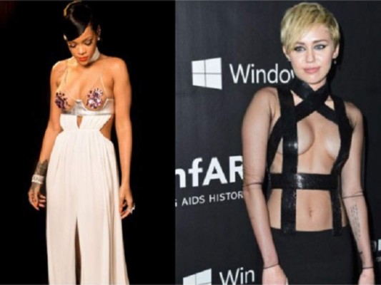 Rihanna y Miley Cyrus, un duelo de escotes