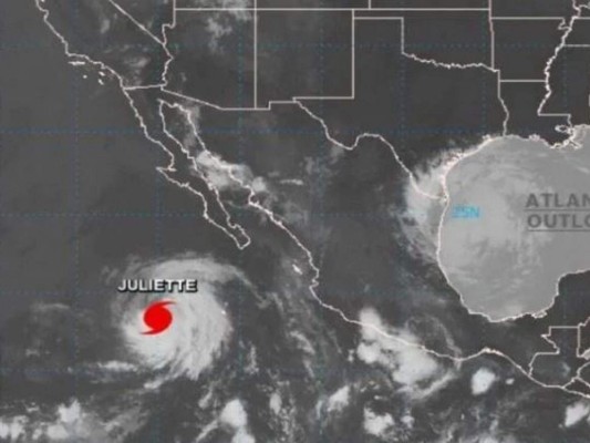 Juliette se formó el domingo en aguas del Pacífico mexicano como tormenta tropical.Foto: Televisa News.