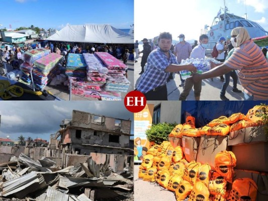 Entregan ayuda humanitaria tras pavoroso incendio en Guanaja