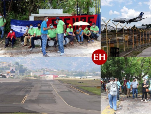 Las imágenes que dejó la protesta de empleados de aeronáutica para exigir pagos y vacuna