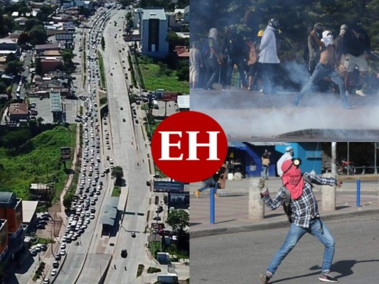 Caos y tráfico vehicular en el bulevar Suyapa por tomas en la UNAH