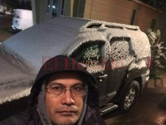 FOTOS: Hondureños en Houston, Texas, reportan sorpresiva nevada después de 9 años