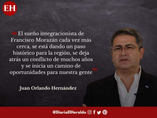 Frases de JOH después de firmar un tratado integracionista con Nicaragua