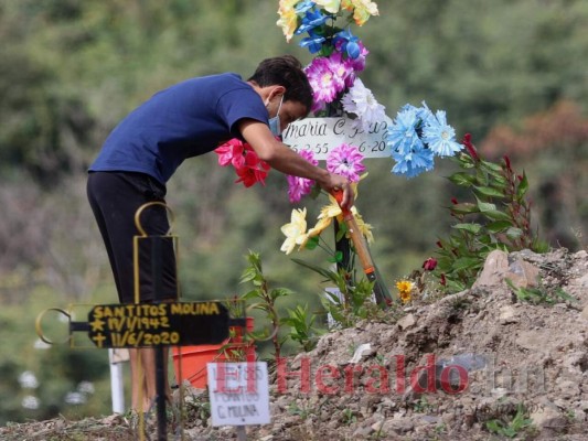Drama de familias hondureñas en cementerio donde yace mayoría de víctimas de covid-19 (FOTOS)