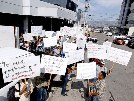 Pobladores de Patuca y Catacamas protestan frente a la ENEE en Tegucigalpa