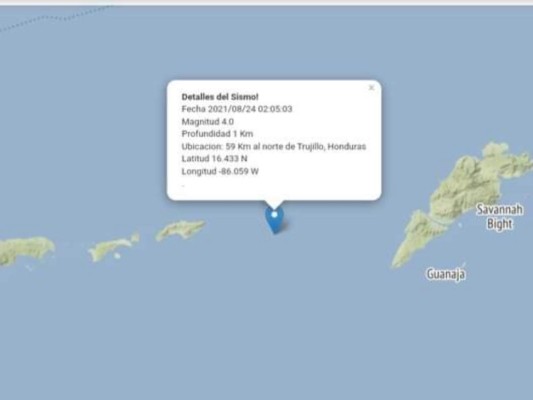 Sismo de 4.0 grados sacude Roatán y Guanaja