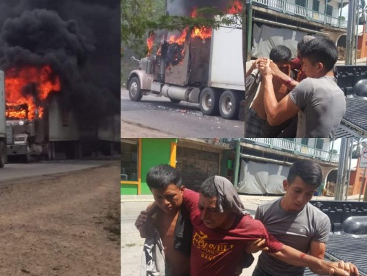 Prenden fuego a cinco camiones en la carretera que conduce a Trujillo