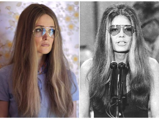 Una combinación de fotos con Rose Byrne en el papel de Gloria Steinem en una escena de la miniserie 'Mrs. America', izquierda, y Steinem en la Convención Nacional Demócrata en Miami Beach, Florida, el 13 de julio de 1972. Foto: AP