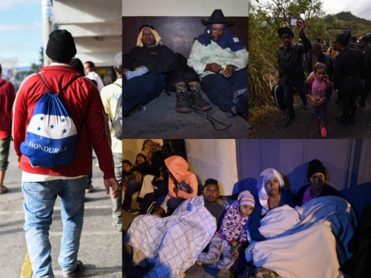 Entre el frío, la zozobra y la angustia pasa la noche la caravana de migrantes en Guatemala