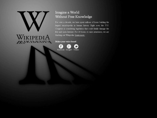 Portales de internet en 'apagón' contra censura por ley SOPA