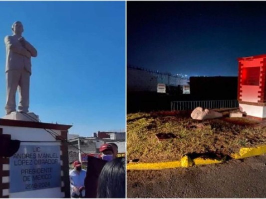 Derriban estatua del presidente mexicano Andrés López Obrador recién develada&nbsp;&nbsp;