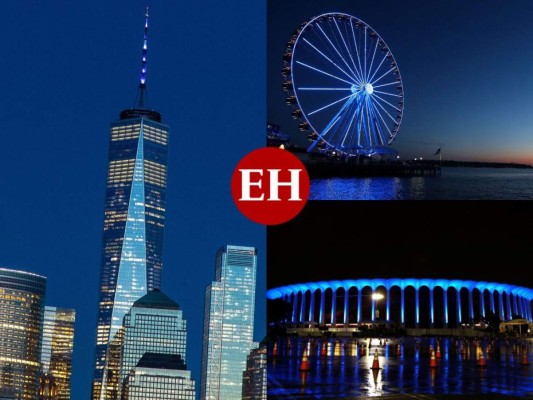 Edificios en EEUU se tiñen de azul en apoyo a los que combaten el Covid-19