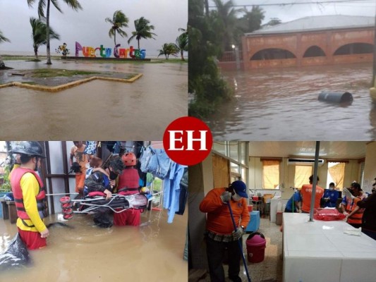 En imágenes: fuertes lluvias inundan las calles y casas de Puerto Cortés