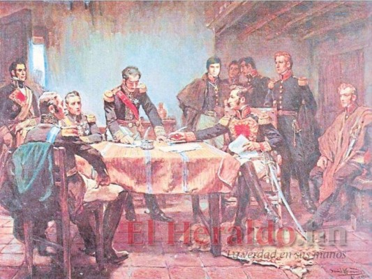 La histórica reunión en donde Centroamérica pasó a independizarse políticamente de España. Foto: El Heraldo