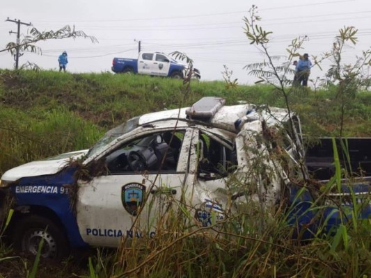 Cuatro policías resultan heridos en aparatoso accidente en carretera CA-13&nbsp;&nbsp;
