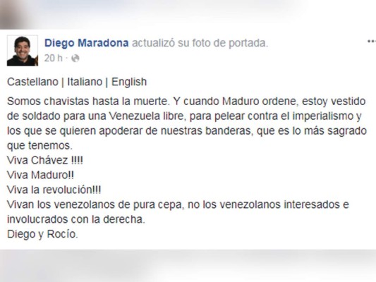 Mario Kempes critica a Diego Maradona por ofrecerse como 'soldado' de Maduro&nbsp;&nbsp;