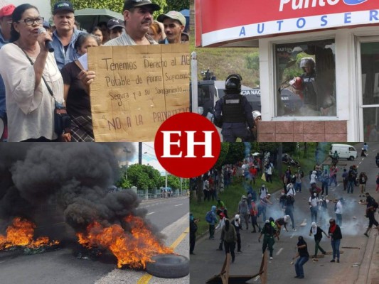 FOTOS: Gas lacrimógeno, piedras y fuego durante protestas en la capital de Honduras