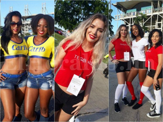 Las bellas chicas presentes en el Ato Boldon de Trinidad y Tobago previo al juego ante Honduras