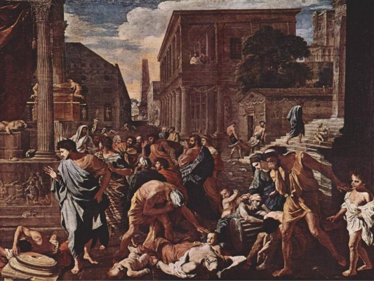 “La plaga de Ashdod” (1630), Nicolas Poussin. Inspirada en un pasaje bíblico, pero recreada en la estética del siglo XVII.
