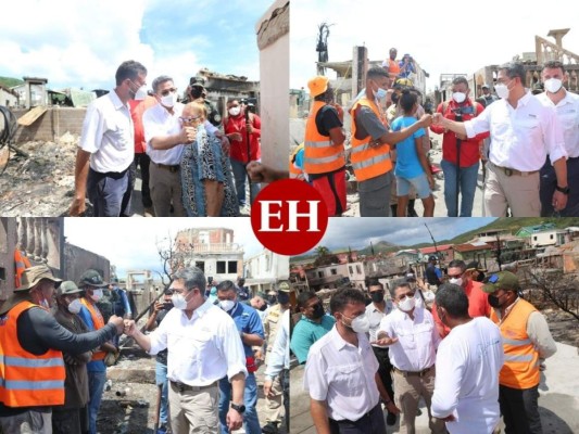 En fotos: Así fue el recorrido de Juan Orlando Hernández en la devastada Guanaja  