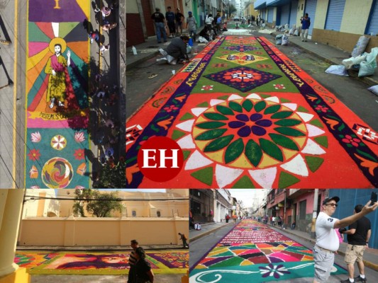 Color y tradición, las alfombras de aserrín que engalanan la Semana Santa (FOTOS)