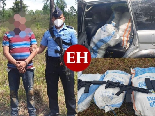 Con 900 libras de droga y armas de uso prohibido capturan a hombre en Yoro