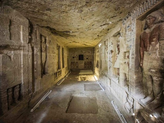 Una vista general de cómo luce la tumba del sacerdote 'Wahtye'. Foto: AFP