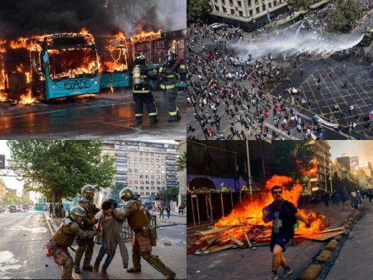 FOTOS: Vehículos incendiados y muertos tras manifestaciones en Chile