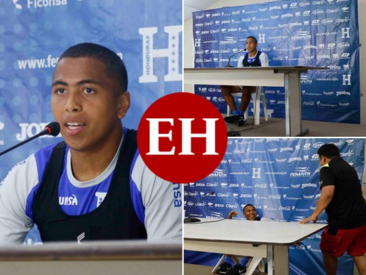 Delantero hondureño Rigoberto Rivas se cae en plena conferencia de la Sub-23 de Honduras