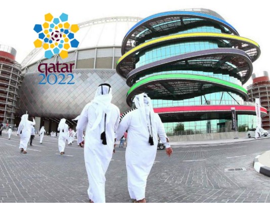 This handout document provided by FIFA (International Football Federation) on September 3, 2019, shows the official logo of the Fifa World Cup Qatar 2022. - Qatar unveiled the logo for the 2022 World Cup which will be hosted by the Gulf emirate, displaying it in public spaces in Doha and cities around the world. (Photo by - / FIFA / AFP) / XGTY / RESTRICTED TO EDITORIAL USE - MANDATORY CREDIT 'AFP PHOTO / FIFA ' - NO MARKETING NO ADVERTISING CAMPAIGNS - DISTRIBUTED AS A SERVICE TO CLIENTS