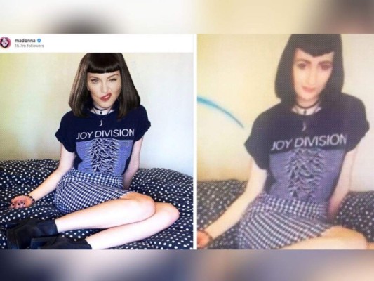 A la izquierda se observa la fotografía de Madonna y a la derecha una muy similar de la joven 'tiktoker'.