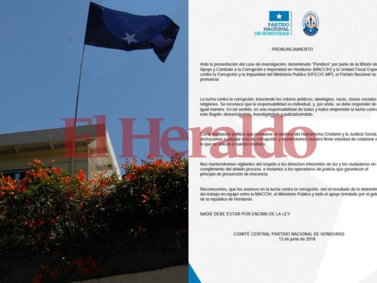 La reacción del Partido Nacional tras escándalo de corrupción denominado 'Pandora'