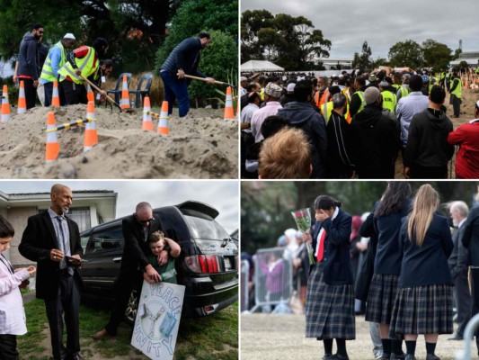 Las tristes imágenes del entierro masivo de las víctimas de la masacre en Nueva Zelanda