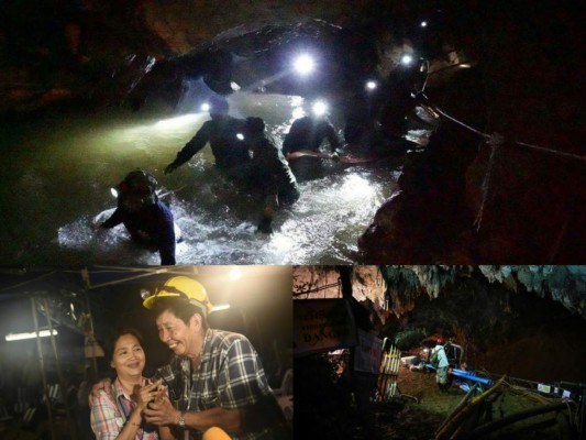 Hallan sanos y salvos a los niños atrapados en una cueva en Tailandia