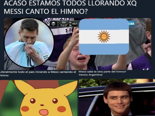Con originales memes, usuarios se burlan de Leo Messi por cantar el himno de Argentina