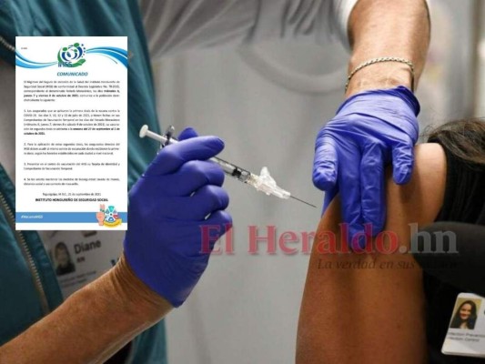 Por Feriado Morazánico IHSS adelanta vacunación a sus afiliados