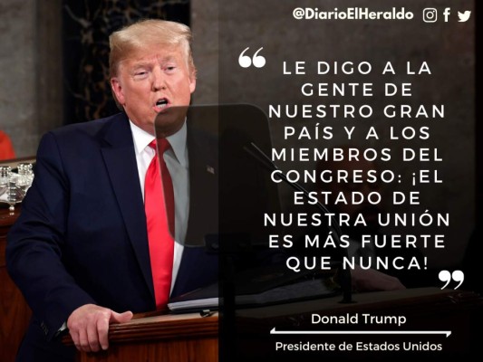 Las destacadas frases de Trump en su discurso del Estado de la Unión